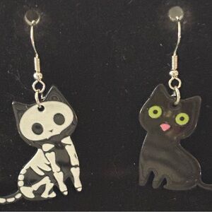 Black and White Cat Earrings